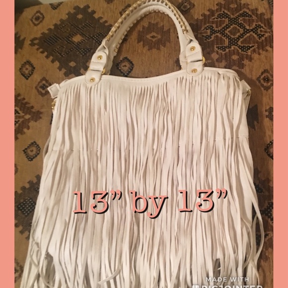 LAST ONE. GORG Cream Fringed Shoulder Bag - Picture 3 of 5